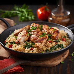 Fototapeta premium chicken with rice, Generative AI, Generativ, KI