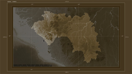 Guinea composition. Sepia elevation map
