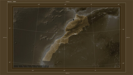 Morocco composition. Sepia elevation map