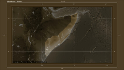 Somalia Mainland composition. Sepia elevation map © zelwanka