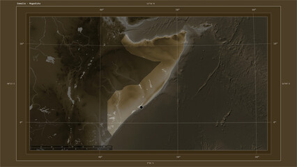 Somalia composition. Sepia elevation map © zelwanka