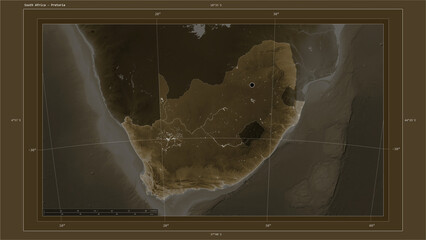 South Africa composition. Sepia elevation map © zelwanka