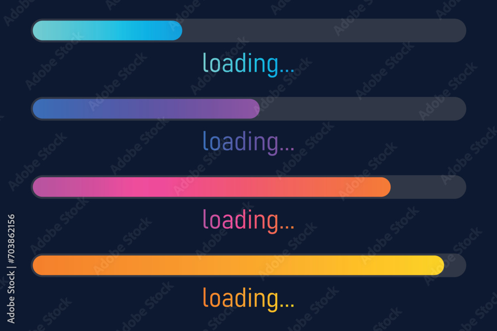 Poster vector illustration colorful set of loading strips. collection of modern web elements