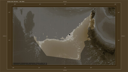 Fototapeta na wymiar United Arab Emirates composition. Sepia elevation map