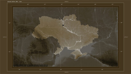 Ukraine before 2014 composition. Sepia elevation map