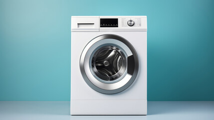 Modern Front-Load Washing Machine on Teal Background