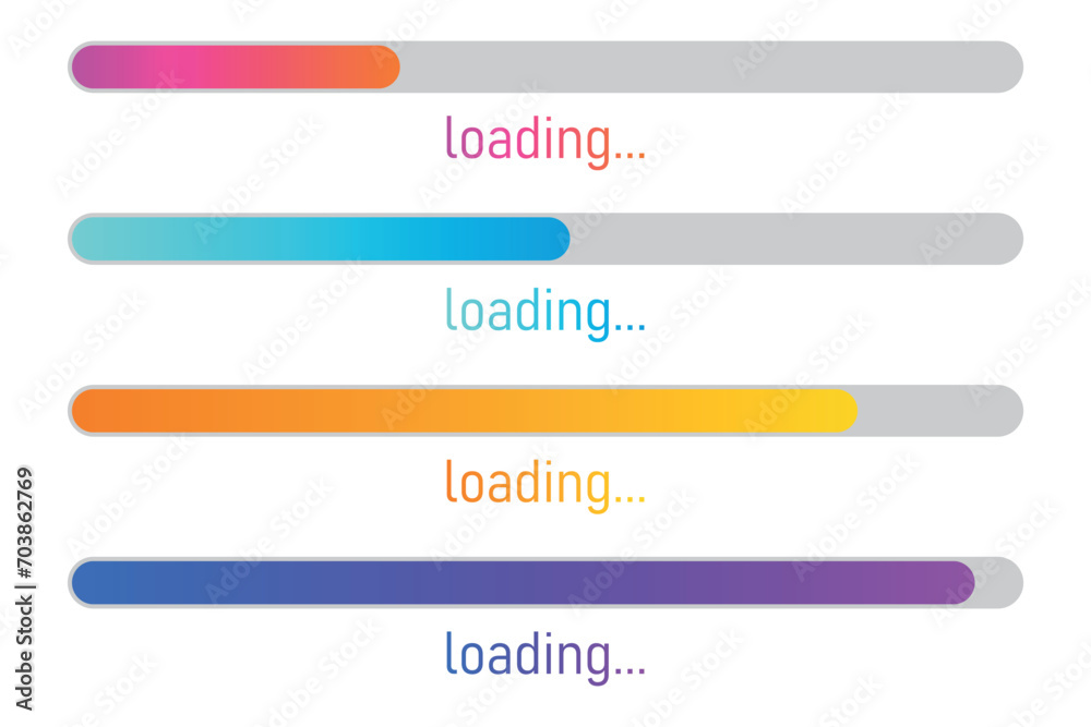 Poster vector illustration colorful set of loading strips. collection of modern web elements