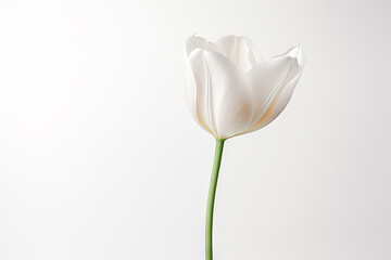 A one stem tulip flower in a white background.