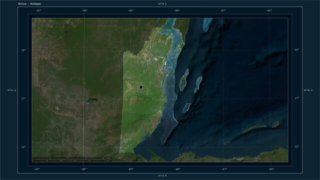 Belize composition. High-res satellite map