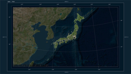 Japan composition. High-res satellite map