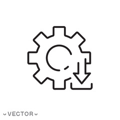 update system icon, 
download settings, system update download isolated on white background, editable stroke eps 10 vector illustration