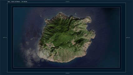 Saba - Dutch Caribbean composition. High-res satellite map