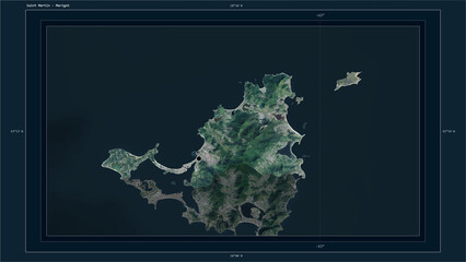Saint Martin composition. High-res satellite map