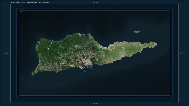 Saint Croix - U.S. Virgin Islands composition. High-res satellite map
