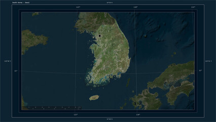 South Korea composition. High-res satellite map