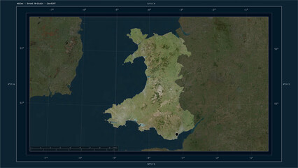 Wales - Great Britain composition. High-res satellite map