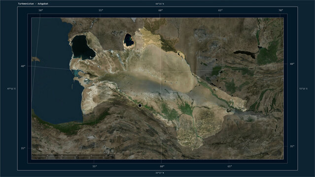 Turkmenistan composition. High-res satellite map