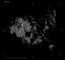 Åland Islands shape isolated on black. Grayscale elevation map
