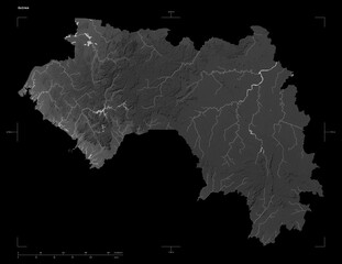 Guinea shape isolated on black. Grayscale elevation map © zelwanka