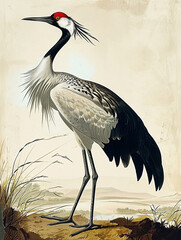 Print Sea Bird Lover Gift Hooping Crane Poster Vintage Nature Retro Botanical Wall Art Antique Printable Home Decor