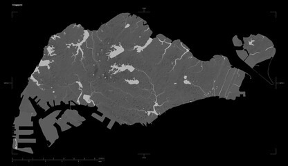 Singapore shape isolated on black. Grayscale elevation map © zelwanka