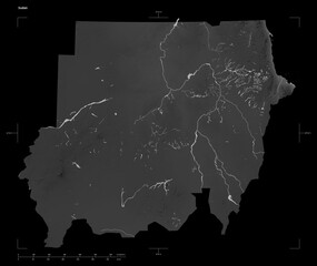 Sudan shape isolated on black. Grayscale elevation map © zelwanka