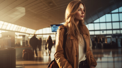 Beautiful young woman at the airport