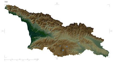 Georgia shape isolated on white. Physical elevation map © zelwanka