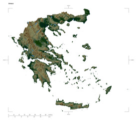 Greece shape isolated on white. Physical elevation map