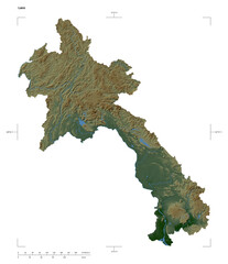 Laos shape isolated on white. Physical elevation map