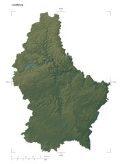 Luxembourg shape isolated on white. Physical elevation map © zelwanka