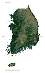 South Korea shape isolated on white. Physical elevation map © zelwanka