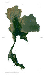 Thailand shape isolated on white. Physical elevation map