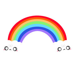 Cute Rainbow Kawaii Rainbow Rainbow With Clouds Cartoon illustration Rainbow Drawing Colorful Rainbow Cartoon