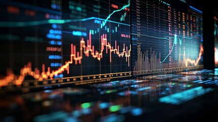Stock Market Trading Data Analysis with Glowing Graphs