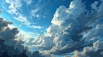 Blue Sky White Fluffy Clouds Background, Background Banner HD