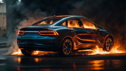 Electric Car on Fire