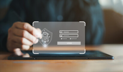 Concept of cyber security, information security and encryption, secure access to user's personal information, secure Internet access, cybersecurity.
