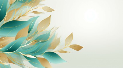 Elegant Vector Background with Golden Leaves – Luxurious Line Art Foliage for Autumn Designs