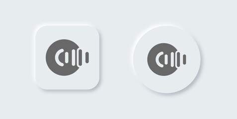 Recording solid icon in neomorphic design style. Audio signs vector illustration.