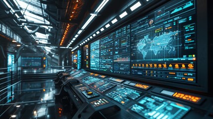 Advanced Control Room with Global Data Screens