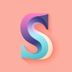 letter S, icon, pastel colors, vector