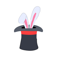 trick magician hat cartoon. circus show, wand black, cap man trick magician hat sign. isolated symbol vector illustration