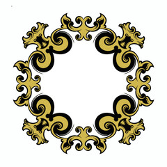 frame border vector vintage mandala ornament with carved motif