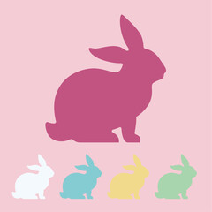 Easter silhouette art,Rabbit illustration of cute.