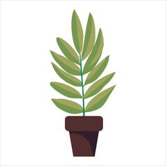 Indoor plant in a pot. decoration for a cozy home. Everyday life. Vector illustration on a blue background.