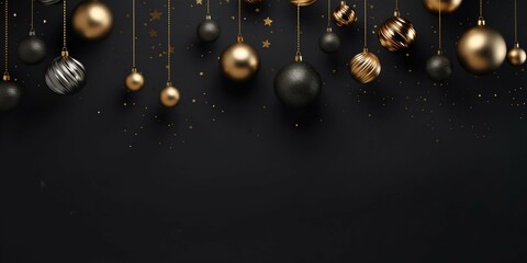 Fototapeta premium Golden Glow: Luxurious Christmas Ornaments. Generative ai