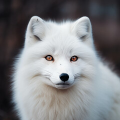 Close-up photo of a white fox.