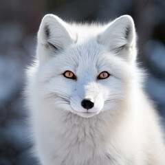 Close-up photo of a white fox.