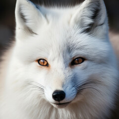 Close-up photo of a white fox.
